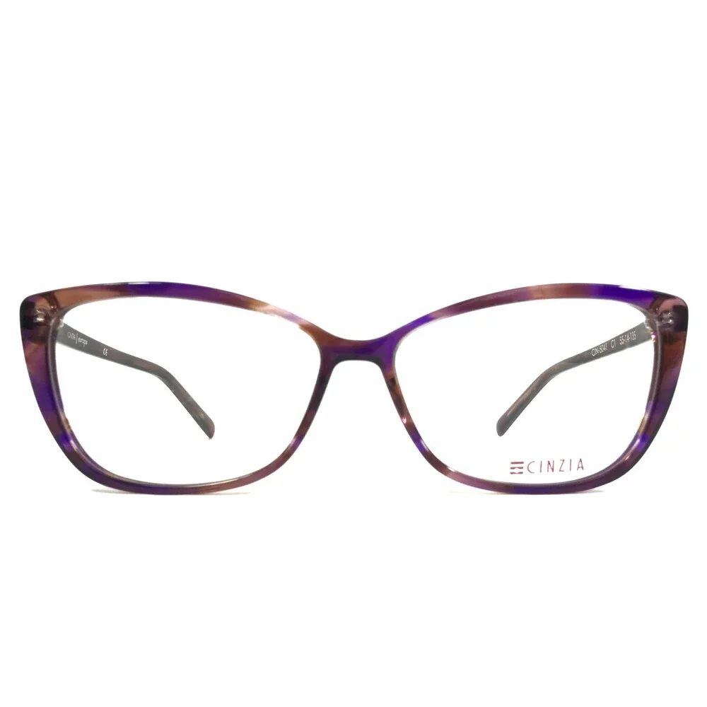 Cinzia Eyeglasses Frames CIN-5041 C1 Purple Demi Brown Horn Cat Eye 55-14-135
